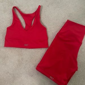 Red set active sportbody shorts and sports bra